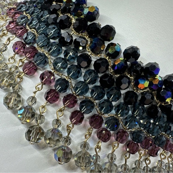 Authentic Signed Vintage Swarovski Multicolor Beaded Statement Necklace - Picture 6 of 11